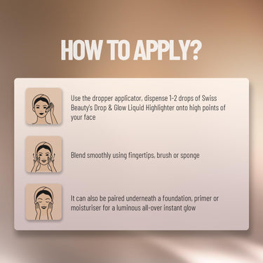 Swiss Beauty Drop & Glow Liquid Highlighter For Face Makeup | Illuminating Liquid Highlighter With Dewy Finish | Shade -Light Brown, 18ml